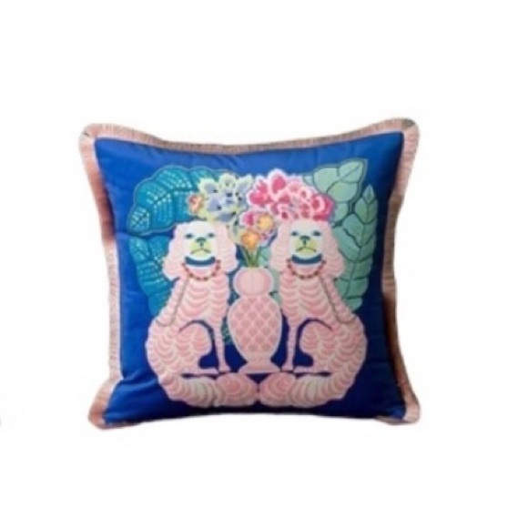 Pillow Cover Grandmillennial Monkeys - Pink Green Chinoiserie Staffordshire Dogs - Picture 1 of 17